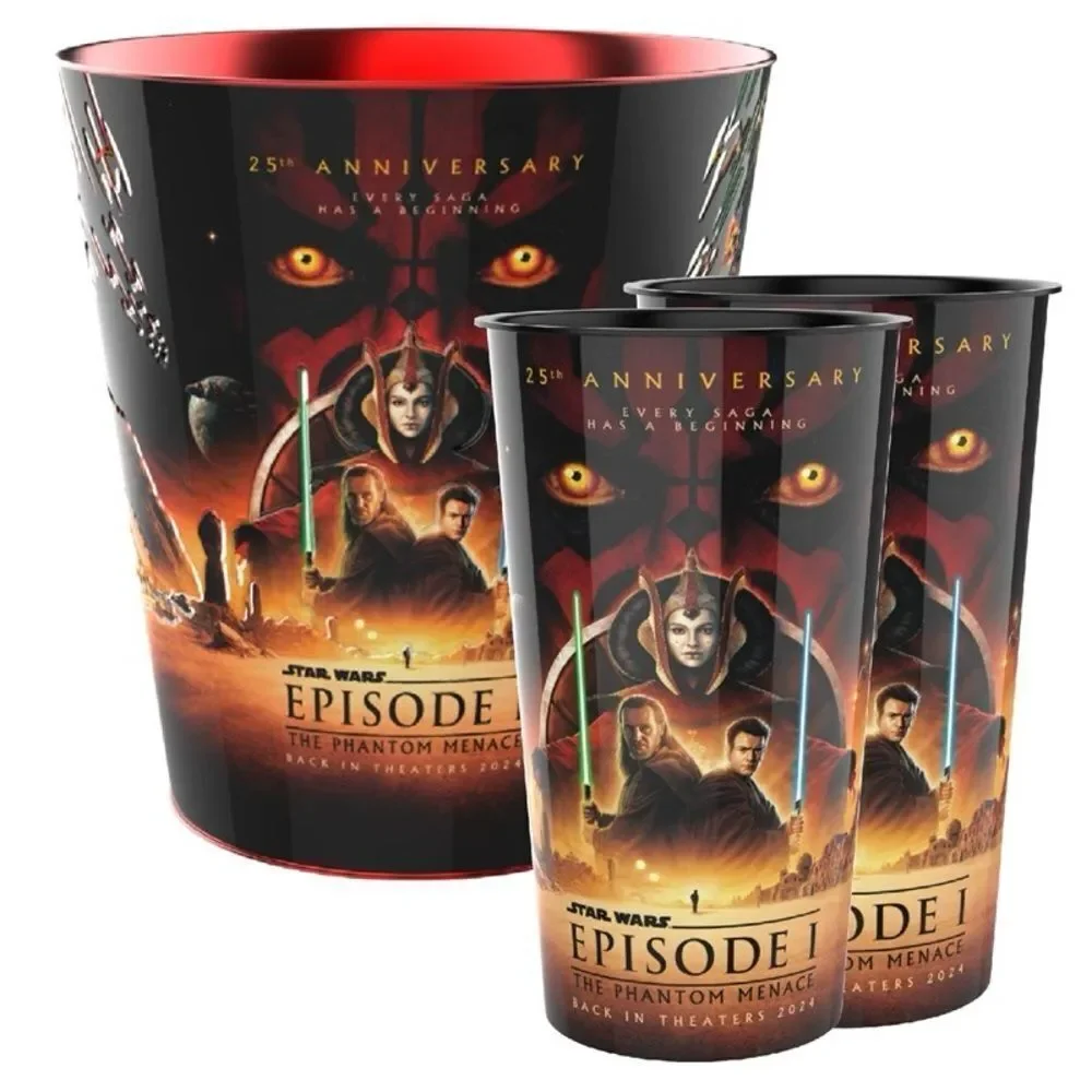 Cinemark Star Wars Episode 1 One 25th Anniversary Popcorn Tin And Cup Set
